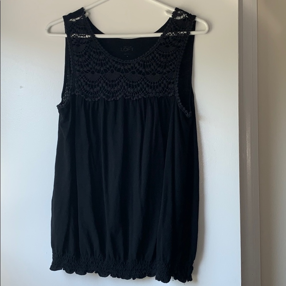 Loft Sz M crochet top tunic tank in black